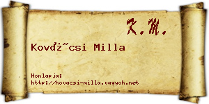 Kovácsi Milla névjegykártya